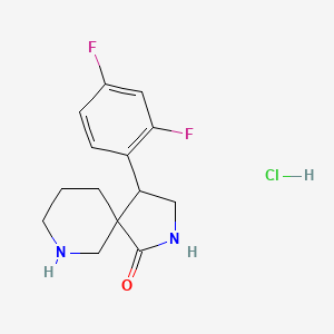 molecular formula C14H17ClF2N2O B14846421 4-(2,4-Difluorophenyl)-2,7-diazaspiro[4.5]decan-1-one hydrochloride 