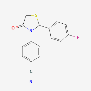 molecular formula C16H11FN2OS B1484650 4-(2-(4-Fluorophenyl)-4-oxothiazolidin-3-yl)benzonitrile CAS No. 2131199-30-7