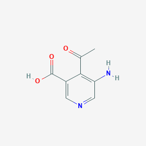 molecular formula C8H8N2O3 B14846612 4-Acetyl-5-aminonicotinic acid 