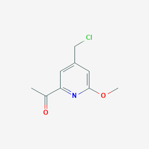 molecular formula C9H10ClNO2 B14846633 1-[4-(Chloromethyl)-6-methoxypyridin-2-YL]ethanone 