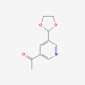 molecular formula C10H11NO3 B14846666 1-[5-(1,3-Dioxolan-2-YL)pyridin-3-YL]ethanone 