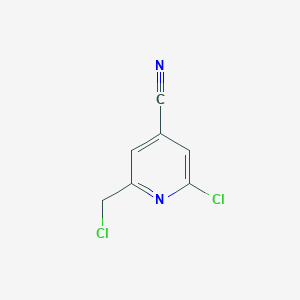 molecular formula C7H4Cl2N2 B14846672 2-Chloro-6-(chloromethyl)isonicotinonitrile 