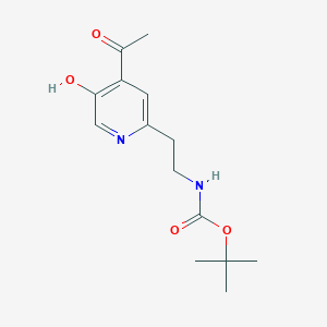 molecular formula C14H20N2O4 B14846770 Tert-butyl 2-(4-acetyl-5-hydroxypyridin-2-YL)ethylcarbamate 