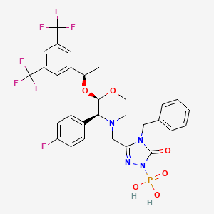 molecular formula C30H28F7N4O6P B14846929 [4-benzyl-3-[[(2R,3S)-2-[(1R)-1-[3,5-bis(trifluoromethyl)phenyl]ethoxy]-3-(4-fluorophenyl)morpholin-4-yl]methyl]-5-oxo-1,2,4-triazol-1-yl]phosphonic acid CAS No. 2035475-10-4