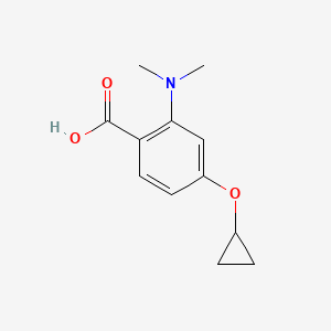 molecular formula C12H15NO3 B14846996 4-Cyclopropoxy-2-(dimethylamino)benzoic acid 