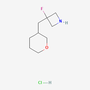 molecular formula C9H17ClFNO B1484712 3-Fluoro-3-[(oxan-3-yl)methyl]azetidine hydrochloride CAS No. 2098006-53-0
