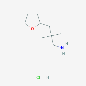 molecular formula C9H20ClNO B1484730 2,2-Dimethyl-3-(oxolan-2-yl)propan-1-amine hydrochloride CAS No. 2098062-73-6