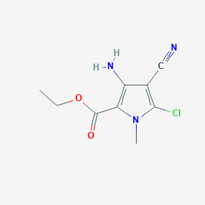 molecular formula C9H10ClN3O2 B14847301 Ethyl 3-amino-5-chloro-4-cyano-1-methyl-pyrrole-2-carboxylate 