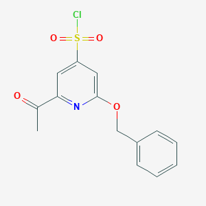 molecular formula C14H12ClNO4S B14847331 2-Acetyl-6-(benzyloxy)pyridine-4-sulfonyl chloride 