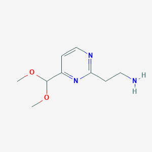 molecular formula C9H15N3O2 B14847490 2-[4-(Dimethoxymethyl)pyrimidin-2-YL]ethan-1-amine CAS No. 944901-54-6