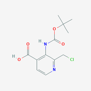 molecular formula C12H15ClN2O4 B14847517 3-((tert-Butoxycarbonyl)amino)-2-(chloromethyl)isonicotinic acid 