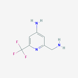 molecular formula C7H8F3N3 B14847535 2-(Aminomethyl)-6-(trifluoromethyl)pyridin-4-amine 