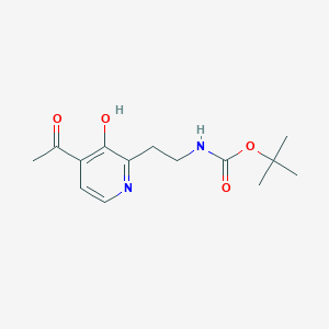 molecular formula C14H20N2O4 B14847573 Tert-butyl 2-(4-acetyl-3-hydroxypyridin-2-YL)ethylcarbamate 