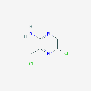 molecular formula C5H5Cl2N3 B14847704 5-Chloro-3-(chloromethyl)pyrazin-2-amine 