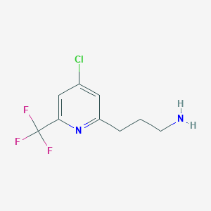 molecular formula C9H10ClF3N2 B14847749 3-(4-Chloro-6-(trifluoromethyl)pyridin-2-yl)propan-1-amine 