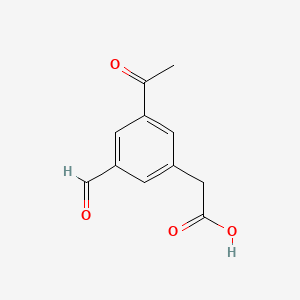 molecular formula C11H10O4 B14847880 (3-Acetyl-5-formylphenyl)acetic acid 