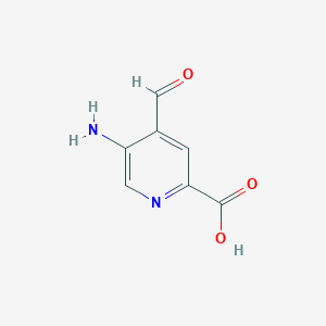 molecular formula C7H6N2O3 B14847888 5-Amino-4-formylpyridine-2-carboxylic acid 