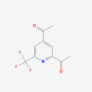 molecular formula C10H8F3NO2 B14847938 1-[2-Acetyl-6-(trifluoromethyl)pyridin-4-YL]ethanone CAS No. 1393567-41-3