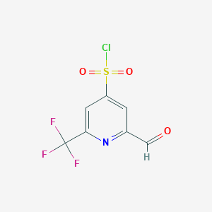 molecular formula C7H3ClF3NO3S B14847941 2-Formyl-6-(trifluoromethyl)pyridine-4-sulfonyl chloride 