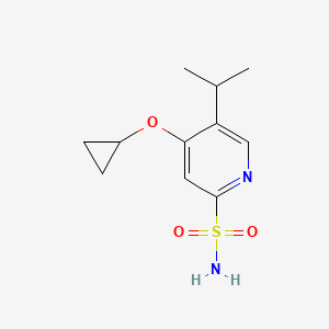 molecular formula C11H16N2O3S B14847952 4-Cyclopropoxy-5-isopropylpyridine-2-sulfonamide 