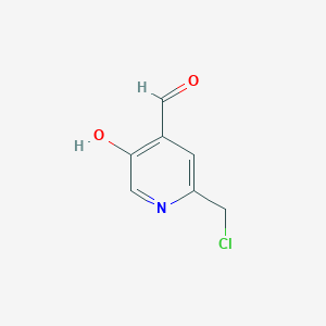 molecular formula C7H6ClNO2 B14848128 2-(Chloromethyl)-5-hydroxyisonicotinaldehyde 