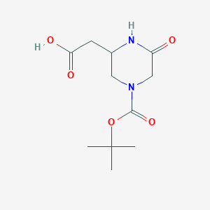 molecular formula C11H18N2O5 B14848176 2-(4-(Tert-butoxycarbonyl)-6-oxopiperazin-2-YL)acetic acid 