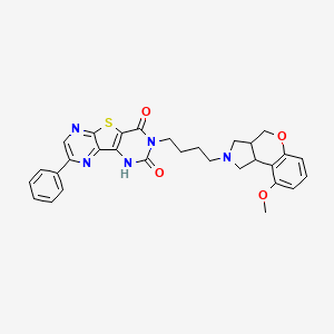 5-[4-(9-methoxy-3,3a,4,9b-tetrahydro-1H-chromeno[3,4-c]pyrrol-2-yl)butyl]-12-phenyl-8-thia-3,5,10,13-tetrazatricyclo[7.4.0.02,7]trideca-1(13),2(7),9,11-tetraene-4,6-dione