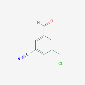 molecular formula C9H6ClNO B14848259 3-(Chloromethyl)-5-formylbenzonitrile 