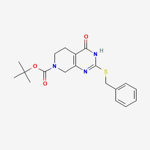 molecular formula C19H23N3O3S B14848274 Tert-butyl 2-(benzylthio)-4-hydroxy-5,8-dihydropyrido[3,4-D]pyrimidine-7(6H)-carboxylate 