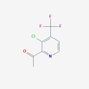 molecular formula C8H5ClF3NO B14848289 1-(3-Chloro-4-(trifluoromethyl)pyridin-2-yl)ethan-1-one 