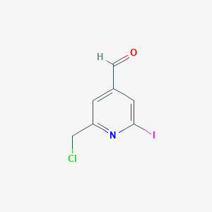 molecular formula C7H5ClINO B14848326 2-(Chloromethyl)-6-iodoisonicotinaldehyde 