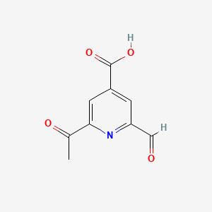 molecular formula C9H7NO4 B14848336 2-Acetyl-6-formylisonicotinic acid 