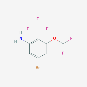 molecular formula C8H5BrF5NO B1484840 5-Bromo-3-difluoromethoxy-2-(trifluoromethyl)aniline CAS No. 1804402-52-5
