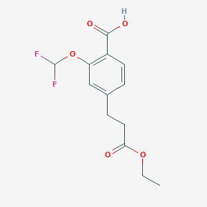 molecular formula C13H14F2O5 B14848449 2-(Difluoromethoxy)-4-(3-ethoxy-3-oxopropyl)benzoic acid 