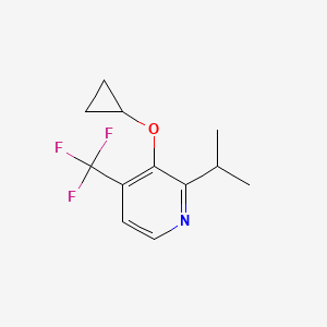 molecular formula C12H14F3NO B14848468 3-Cyclopropoxy-2-isopropyl-4-(trifluoromethyl)pyridine 