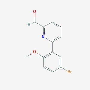 molecular formula C13H10BrNO2 B14848503 6-(5-Bromo-2-methoxyphenyl)picolinaldehyde 