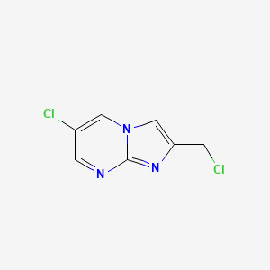 molecular formula C7H5Cl2N3 B14848563 6-Chloro-2-(chloromethyl)imidazo[1,2-A]pyrimidine 