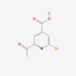 molecular formula C8H6BrNO3 B14848588 2-Acetyl-6-bromoisonicotinic acid 