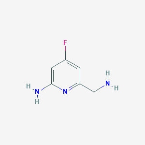 molecular formula C6H8FN3 B14848676 6-(Aminomethyl)-4-fluoropyridin-2-amine 