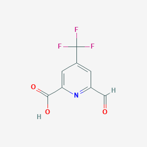 molecular formula C8H4F3NO3 B14848696 6-Formyl-4-(trifluoromethyl)pyridine-2-carboxylic acid 