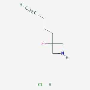 B1484880 3-Fluoro-3-(pent-4-yn-1-yl)azetidine hydrochloride CAS No. 2098025-05-7