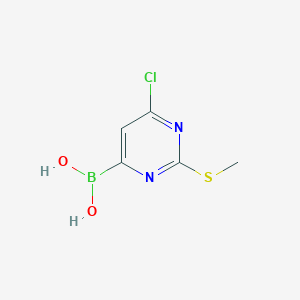 molecular formula C5H6BClN2O2S B14848963 2-Methylthio-6-chloropyrimidine-4-boronic acid 