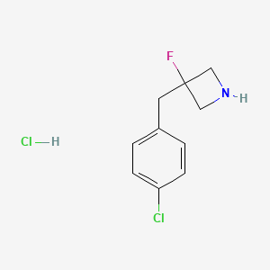 molecular formula C10H12Cl2FN B1484905 3-[(4-Chlorophenyl)methyl]-3-fluoroazetidine hydrochloride CAS No. 2098053-65-5