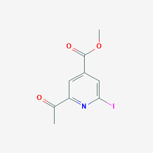 molecular formula C9H8INO3 B14849295 Methyl 2-acetyl-6-iodoisonicotinate 