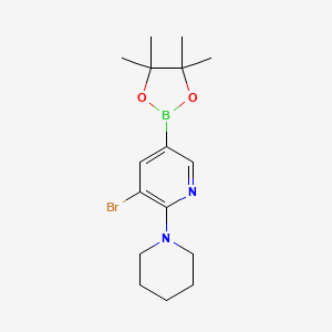 3-Bromo-2-(piperidin-1-YL)-5-(4,4,5,5-tetramethyl-1,3,2-dioxaborolan-2-YL)pyridine