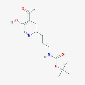 molecular formula C15H22N2O4 B14849357 Tert-butyl 3-(4-acetyl-5-hydroxypyridin-2-YL)propylcarbamate 