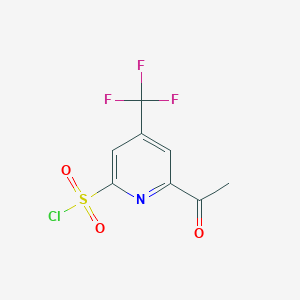 molecular formula C8H5ClF3NO3S B14849370 6-Acetyl-4-(trifluoromethyl)pyridine-2-sulfonyl chloride 