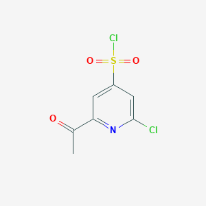 molecular formula C7H5Cl2NO3S B14849518 2-Acetyl-6-chloropyridine-4-sulfonyl chloride 