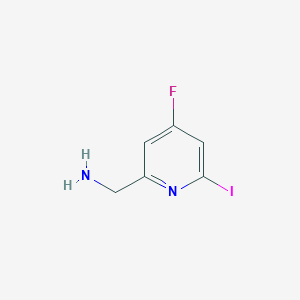 molecular formula C6H6FIN2 B14849527 2-Aminomethyl-4-fluoro-6-iodopyridine 