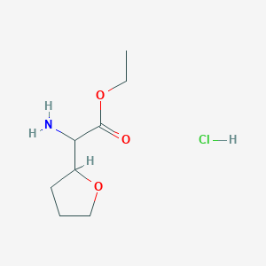 molecular formula C8H16ClNO3 B14849535 Ethyl amino(tetrahydrofuran-2-YL)acetate hydrochloride 